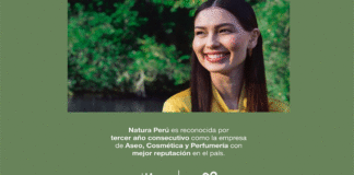 Natura lidera, por tercer año consecutivo, el ranking Merco en el sector aseo, cosmética y perfumería en Perú
