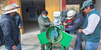 Entregan picadoras de forrajes a familias agricultoras para alimentación de ganado y cuyes en Apurímac.