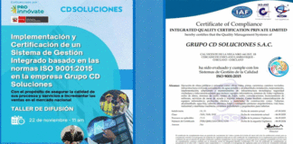 CD SOLUCIONES: IMPLEMENTACIÓN Y CERTIFICACIÓN DE UN SISTEMA DE GESTIÓN INTEGRADO BASADO EN LAS NORMAS ISO 9001:2015 EN LA EMPRESA GRUPO CD SOLUCIONES, CON EL PROPÓSITO DE ASEGURAR LA CALIDAD DE SUS PROCESOS Y SERVICIOS E INCREMENTAR LAS VENTAS EN EL MERCADO NACIONAL.